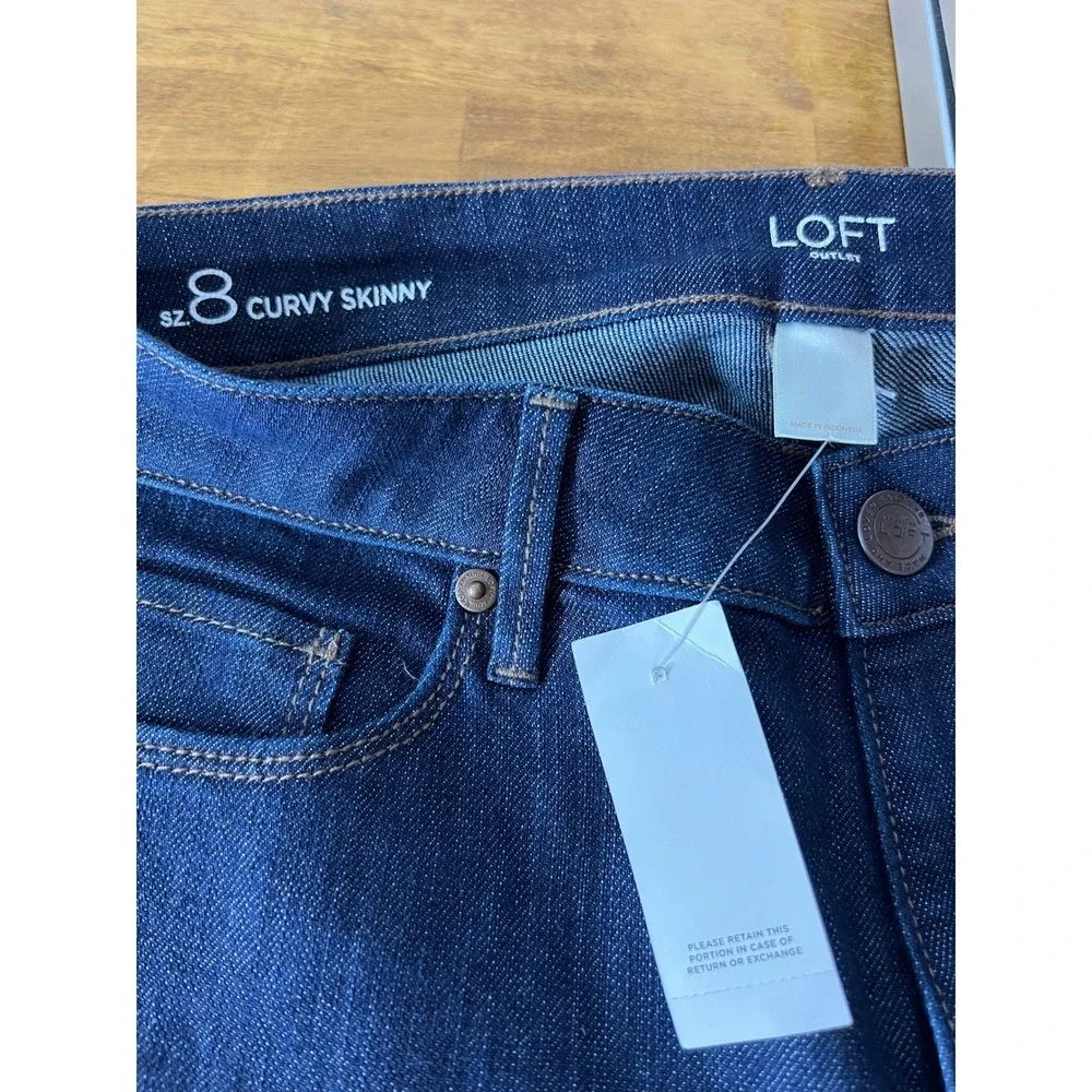 Loft Outlet Jeans Womens 8 Curvy Skinny Dark Indigo Blue Denim NWT
